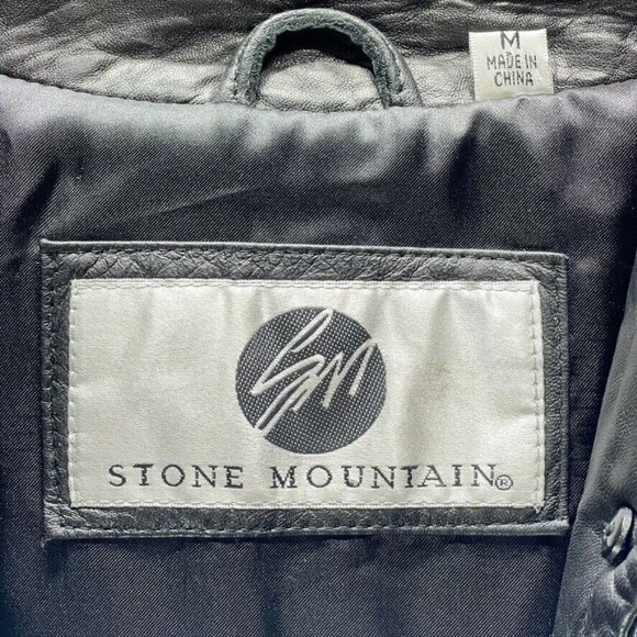 STONE MOUNTAIN Womens Black Leather Button-Up Jacket Size M - Picture 9 of 16